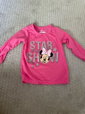 Disney Hot Pink Minnie Mouse Glitter 'Star of the Show' Long Sleeve Tee